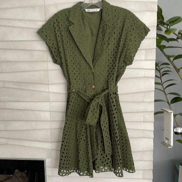 ZARA Cotton lace mini dress (NWT) XS - Picture 1 of 10